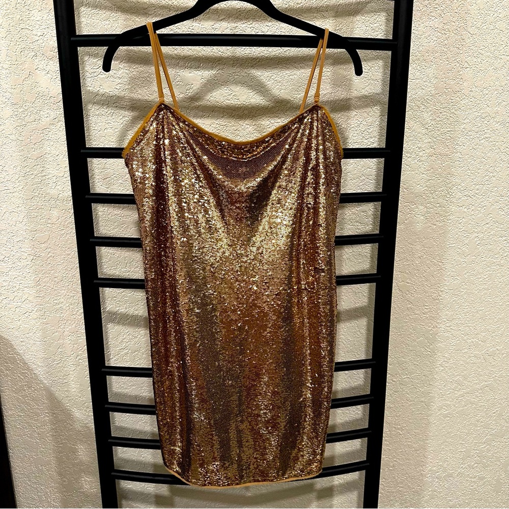 Free People Little Gold Sequin Dress
